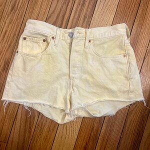 Free People Yellow Levi Denim shorts